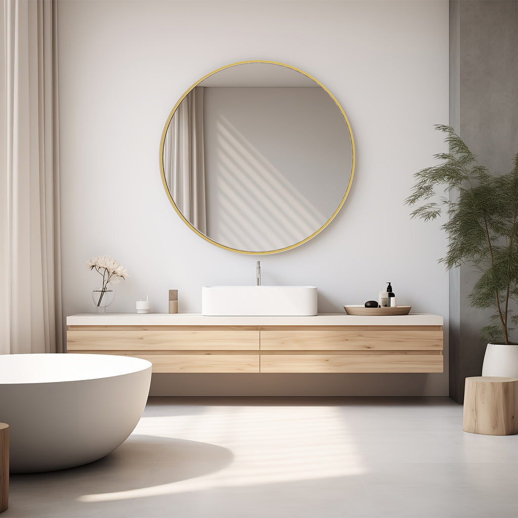 Smart Home Accent Rug – comfortable decorative floor coverage, Round Metal Wall Mirror - Classic Round Decorative Mirror for Entryway Bathroom Sink And, designed for American homes, daily convenience and practical gifting