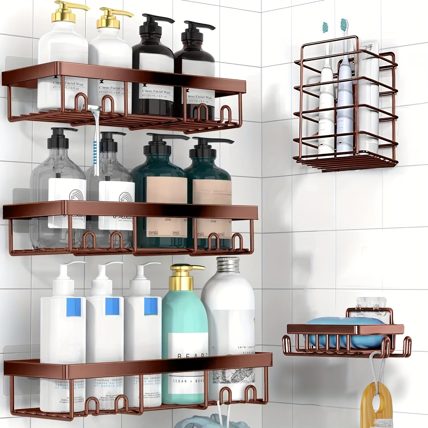 Storage Rack – Modern 5 Pack Adjustable Home Storage Rack durable multi-purpose storage Shower