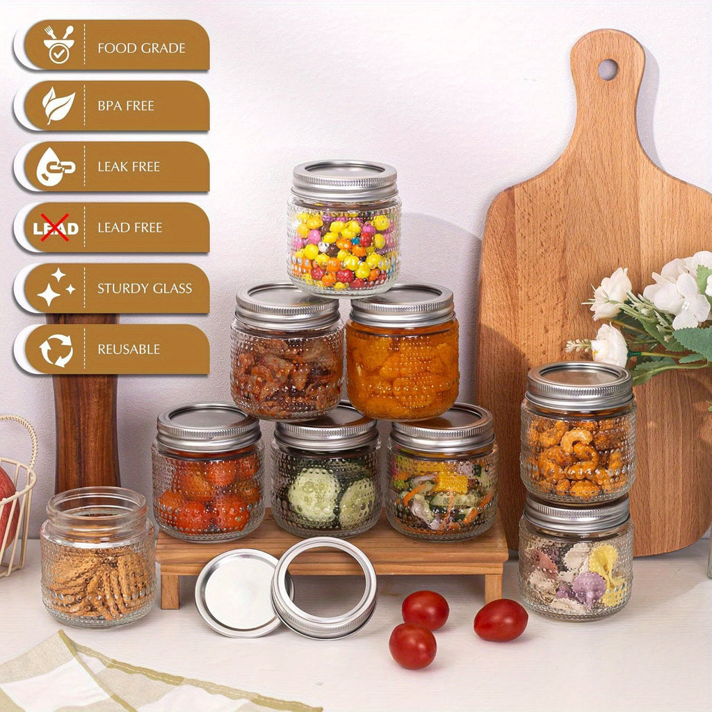 Modern 8oz Mason Jar Set – clear pantry organization, reusable lidded storage, designed for American kitchens, pantries, apartments, home organization, daily use and practical gifting
