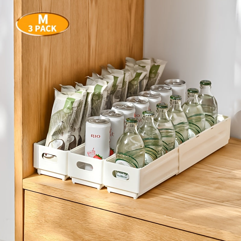 Home Living Essential – 2 3pcs Expandable White Foldable Stackable Plastic Bin - Adjustable Shelf