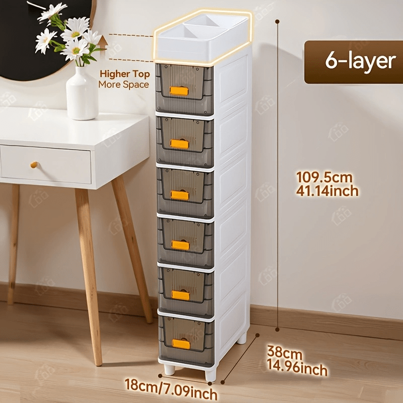 Area Rug – Deluxe Slim Storage Cabinet with Drawers - Durable Waterproof PP Material