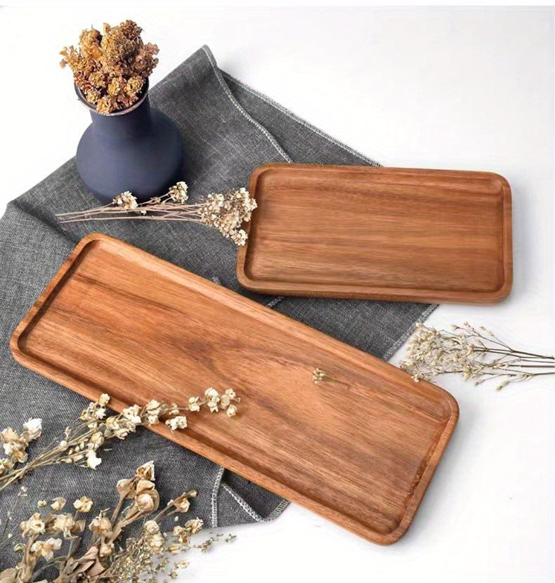 Smart 1pc Home Storage Organizer – space-saving everyday organization, 1pc Natural Wood Serving Tray Dessert Plate - Multi-Purpose Acacia Wood Snack Platter with, designed for American homes, daily convenience and practical gifting