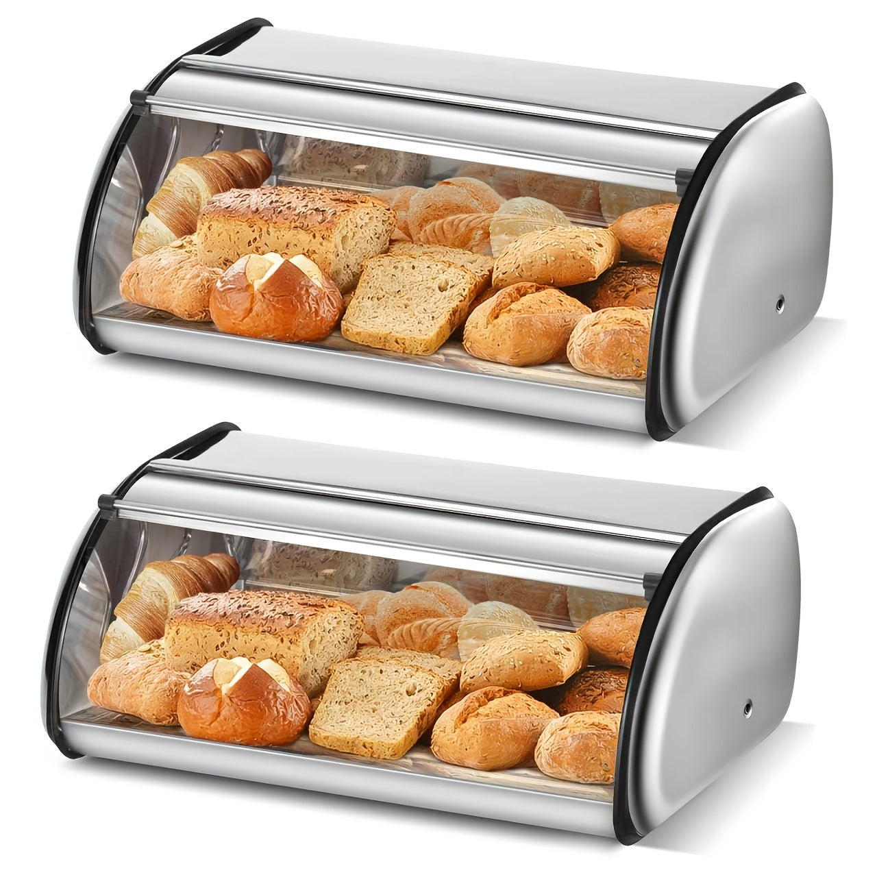 Modern Stainless Steel Bread Box – fresh-bread countertop organization, 13-Inch Stainless Steel Roll-Top Bread Box Countertop Bread Storage Container with Stainless Steel Lid, designed for American homes, daily convenience and practical gifting
