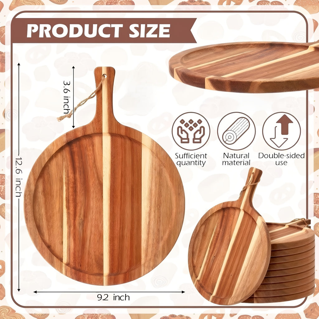Easy-Access 10/5pcs Kitchen Cutting Board – durable food prep and serving, 10 5pcs Round Wooden Cutting Boards with Handles Wooden Serving Boards Kitchen Chopping Boards, designed for American homes, daily convenience and practical gifting