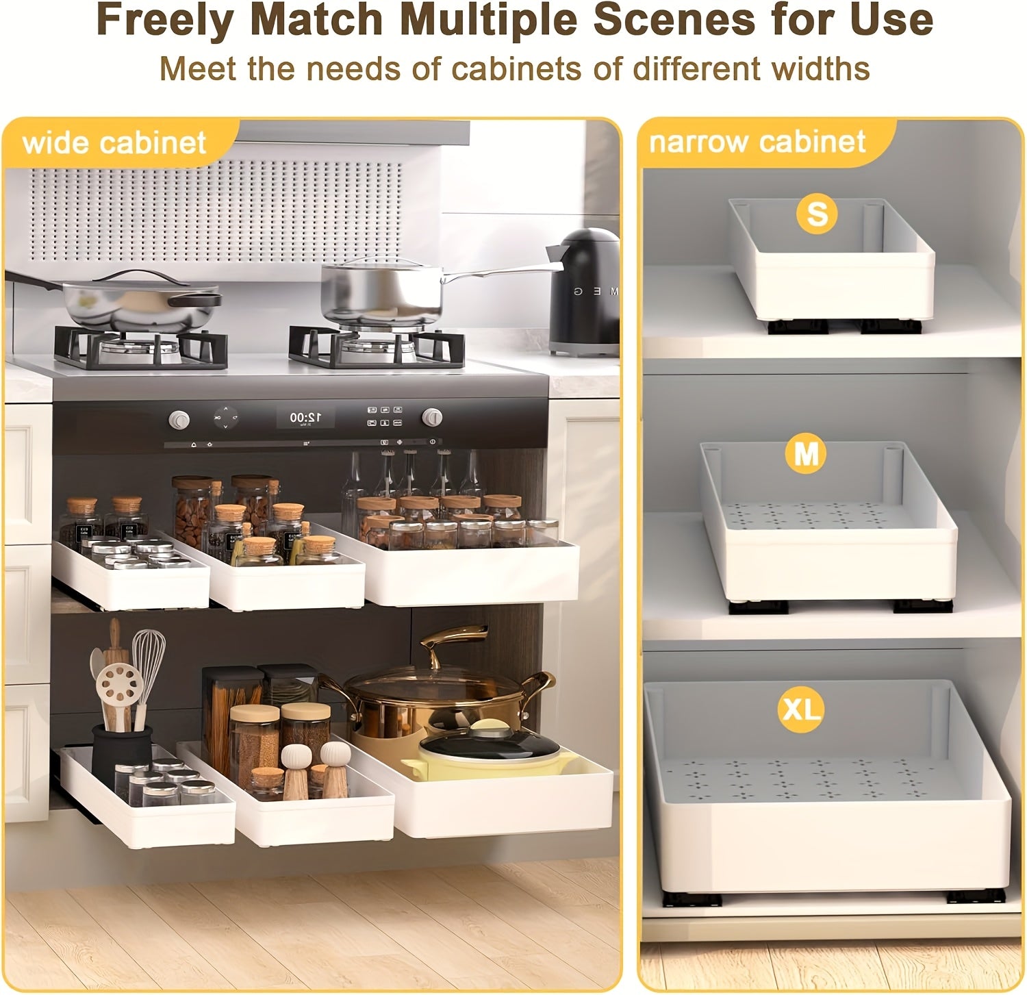 Versatile 3 Pack Pull-Out Cabinet Organizer – smooth-access cabinet organization, 3 Pack 15 7 Deep Pull Out Drawers For Pull-Out Cabinet Organizer Slide Out, designed for American homes, daily convenience and practical gifting