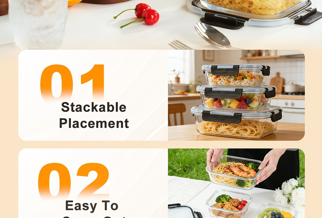 Versatile 24pcs Glass Meal Prep Container Set – leak-resistant reusable meal prep, 24pcs Glass Food Storage Containers with Lids Meal Prep Pantry Kitchen Storage Containers for, designed for American homes, daily convenience and practical gifting