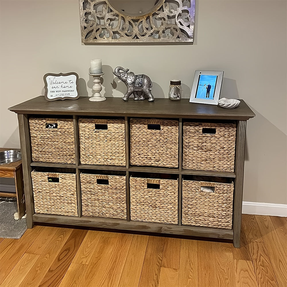 Storage Baskets, 11X11Inch Cube Baskets, Foldable Handwoven Water Hyacinth Laundry Organizer, Cube Storage Baskets