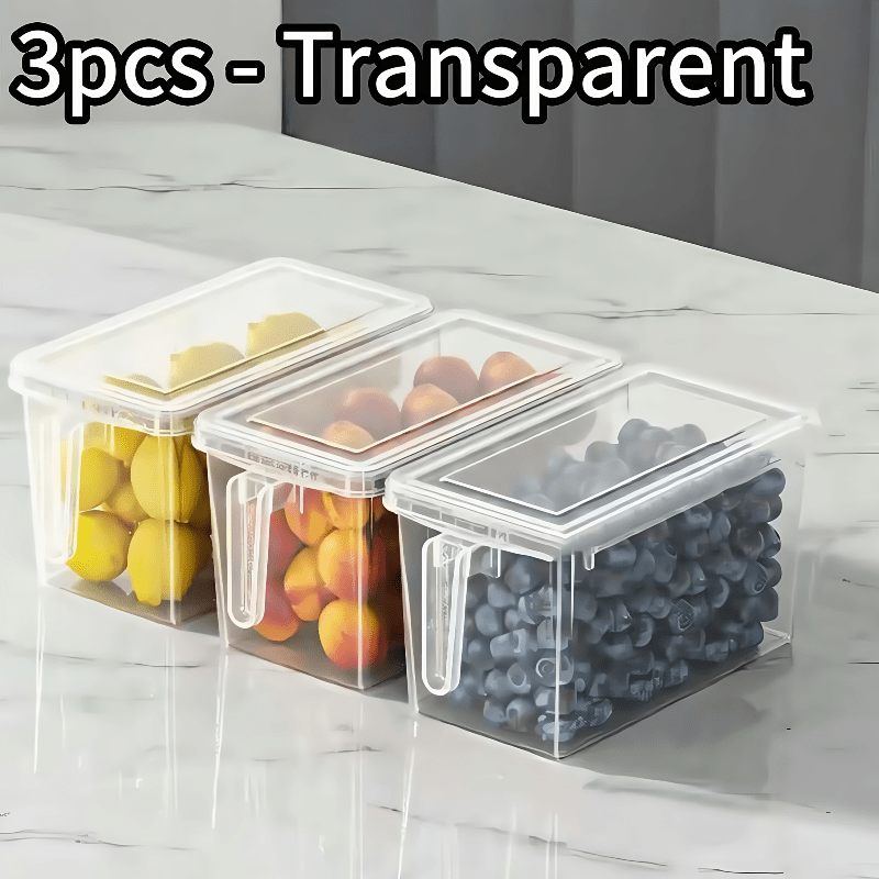 Versatile 3pcs Refrigerator Storage Organizer – easy-access fridge organization, 3pcs of Refrigerator Storage Boxes with Handles Preventing Food from Going Bad and Being, designed for American homes, daily convenience and practical gifting
