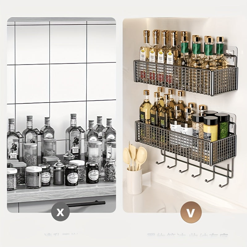 2pcs Easy Installation Metal Bathroom Shelf - No Drill Wall Mounted Organizer for Bathrooms, Balconies And Washrooms
