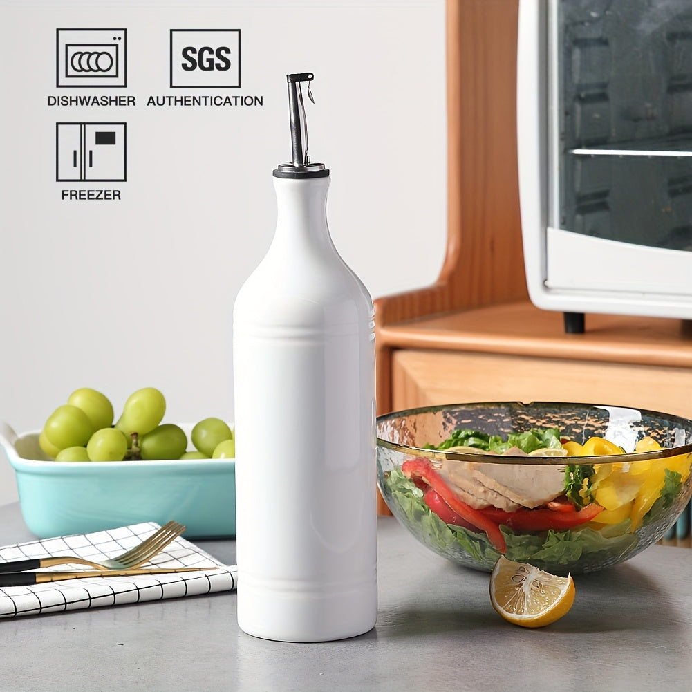 [Oil Dispenser Bottle] Sweejar Large Ceramic Olive Oil Dispenser Bottle, Opaque Oil Cruet Protects Oil To Reduce Oxidation, Storage Oil, Vinegar, Soy Sauce & Other Liquids, Pack Of 1, 24 Fl Oz