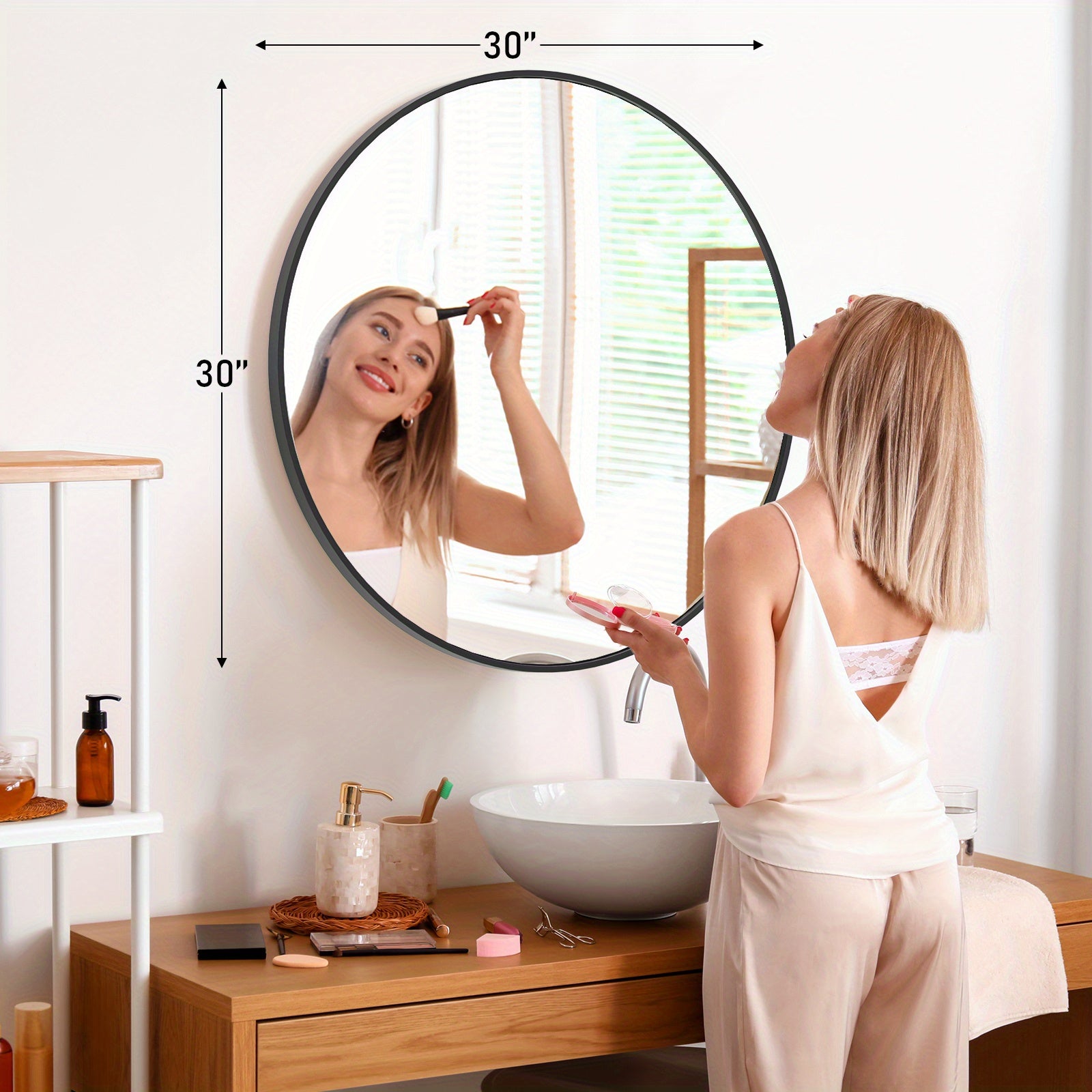Area Rug – comfortable decorative floor coverage, Modern Round Metal Wall Mirror - Matte Blac