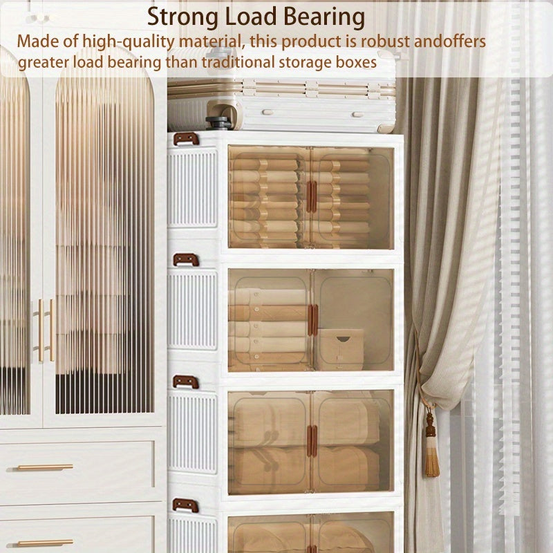 Space-Saving Stackable Home Storage Bins – portable space-saving storage, 1 2 3 4 5 Layers Collapsible Lockers Plastic Clutter Storage Boxes with Doors, designed for American homes, daily convenience and practical gifting