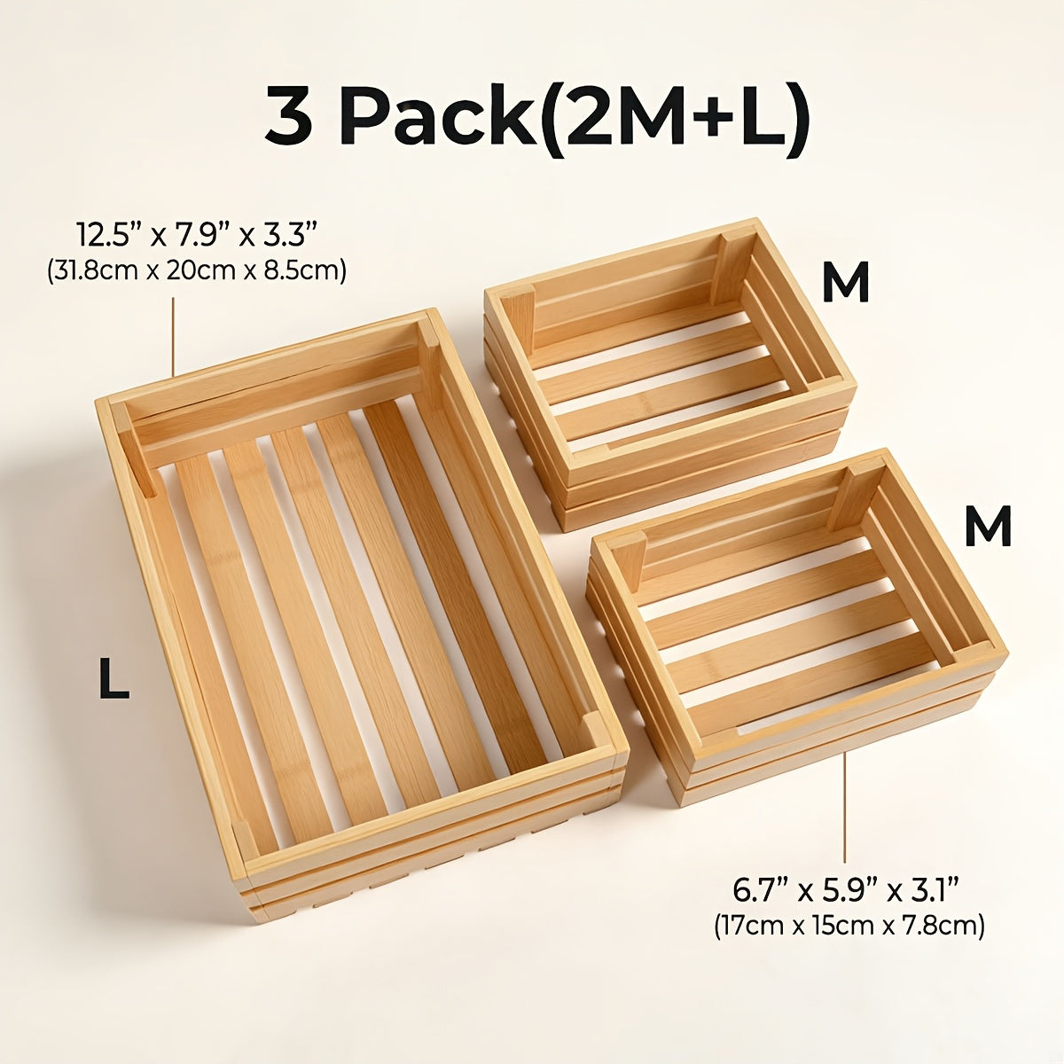 Storage Bins – Bamboo Storage Bins Set Multi-Size Kitchen Pantry Organizer Multi-Functional