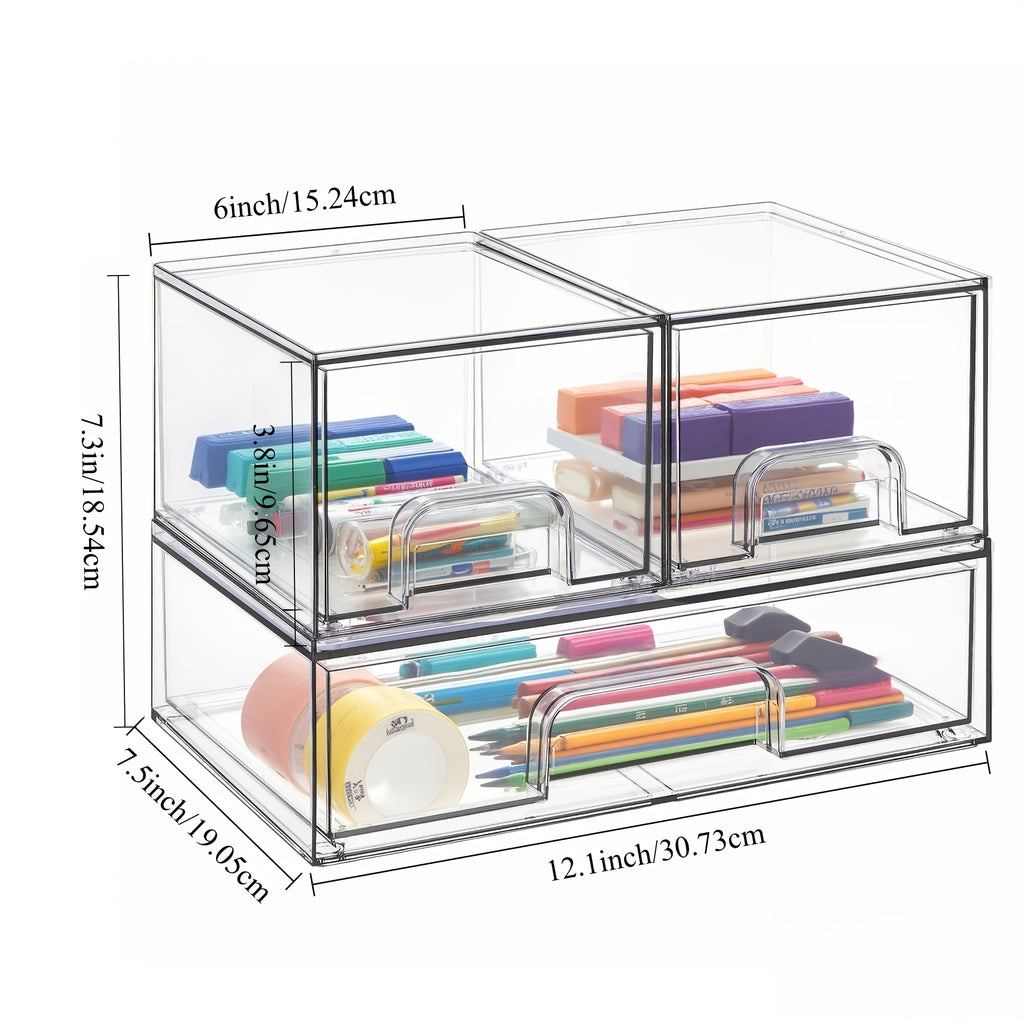 Premium Pull-Out Cabinet Organizer – smooth-access cabinet organization, Clear Stackable Plastic Organizer Bins for Makeup Cosmetics Beauty Supplies Great for Vanity Bathroom, designed for American homes, daily convenience and practical gifting