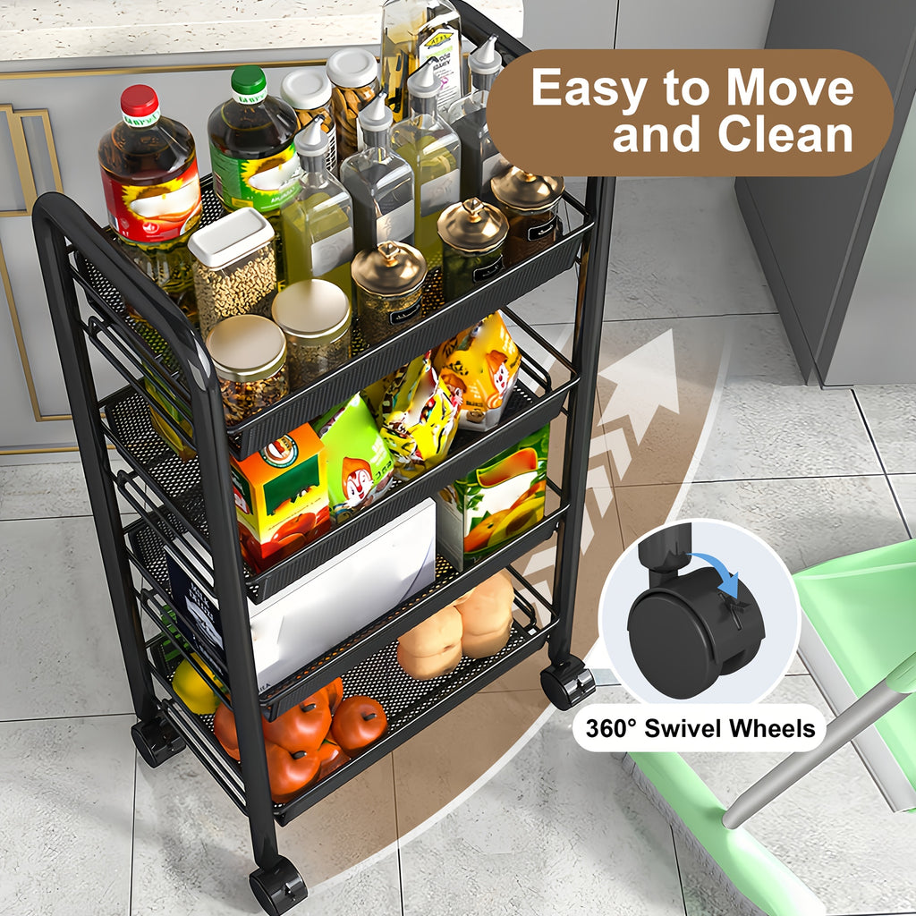 Versatile 1pc Adjustable Home Storage Rack – durable multi-purpose storage, 1pc 3 4 5 Tier Swivel Kitchen Storage Cart - Durable Carbon Steel Storage, designed for American homes, daily convenience and practical gifting