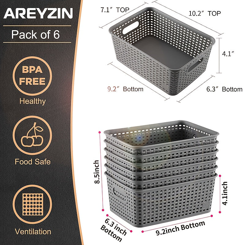 Versatile 2pcs Stackable Storage Drawer – smooth-access cabinet organization, 2pcs 4pcs 6pcs Multi-function Plastic Storage Basket with Lid Organizing Container Knitted Storage Organizer, designed for American homes, daily convenience and practical g
