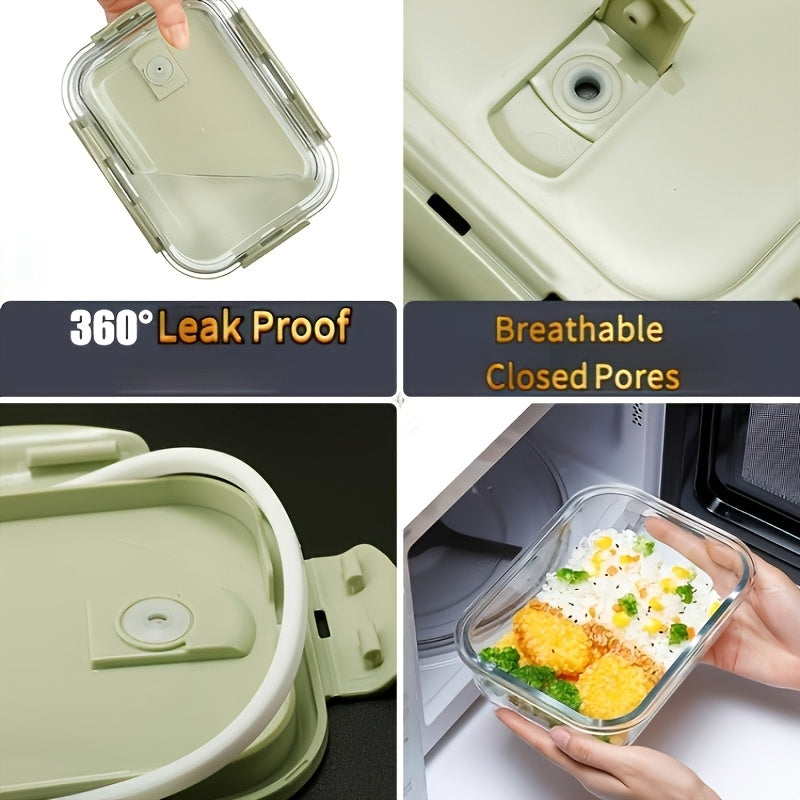 8pcs Borosilicate Glass Food Storage Containers with Lids, Light Blue/Green, with Stripes Meal Prep Containers, Airtight Bento Boxes, Leak Proof Locking, for Microwave, Oven, Freezer And Dishwasher, BPA Free, Organization Storage, Gifts