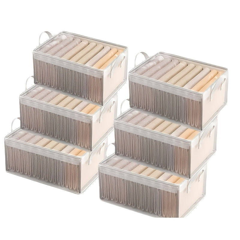 Modern 6pcs Stackable Home Storage Bins – portable space-saving storage, 6pcs Storage Box Stackable Steel Frame Wardrobe Storage Box Transparent Foldable PVC Storage Box, designed for American homes, daily convenience and practical gifting