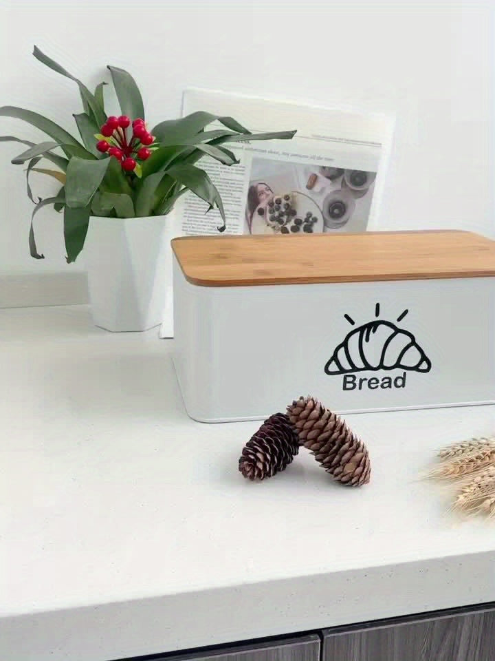 White Bread Storage Container for The Kitchen, Featuring a Cutting Board Lid, Spacious Design, And Serving As a Countertop Bread Rack