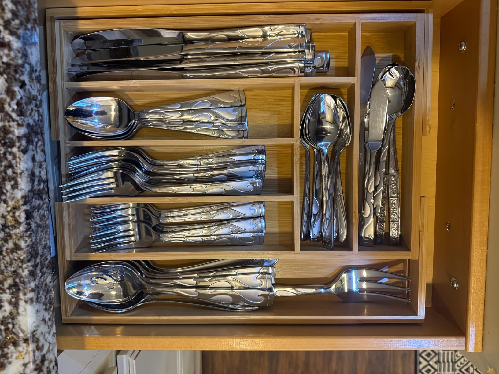 Premium Stackable Storage Drawer – smooth-access cabinet organization, Bamboo Expandable Silverware Drawer Organizer Adjustable Kitchen Utensil Tray for Forks Spoons And Knives, designed for American homes, daily convenience and practical gifting
