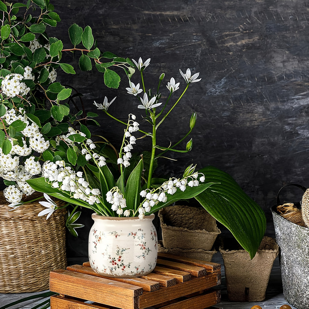 Space-Saving 2pcs Ceramic Flower Vase – tabletop floral display and modern home decor, Ninehaoou 2pcs Large Ceramic Suitable for Indoor Outdoor Use Vintage Beige Red, designed for American homes and practical gifting