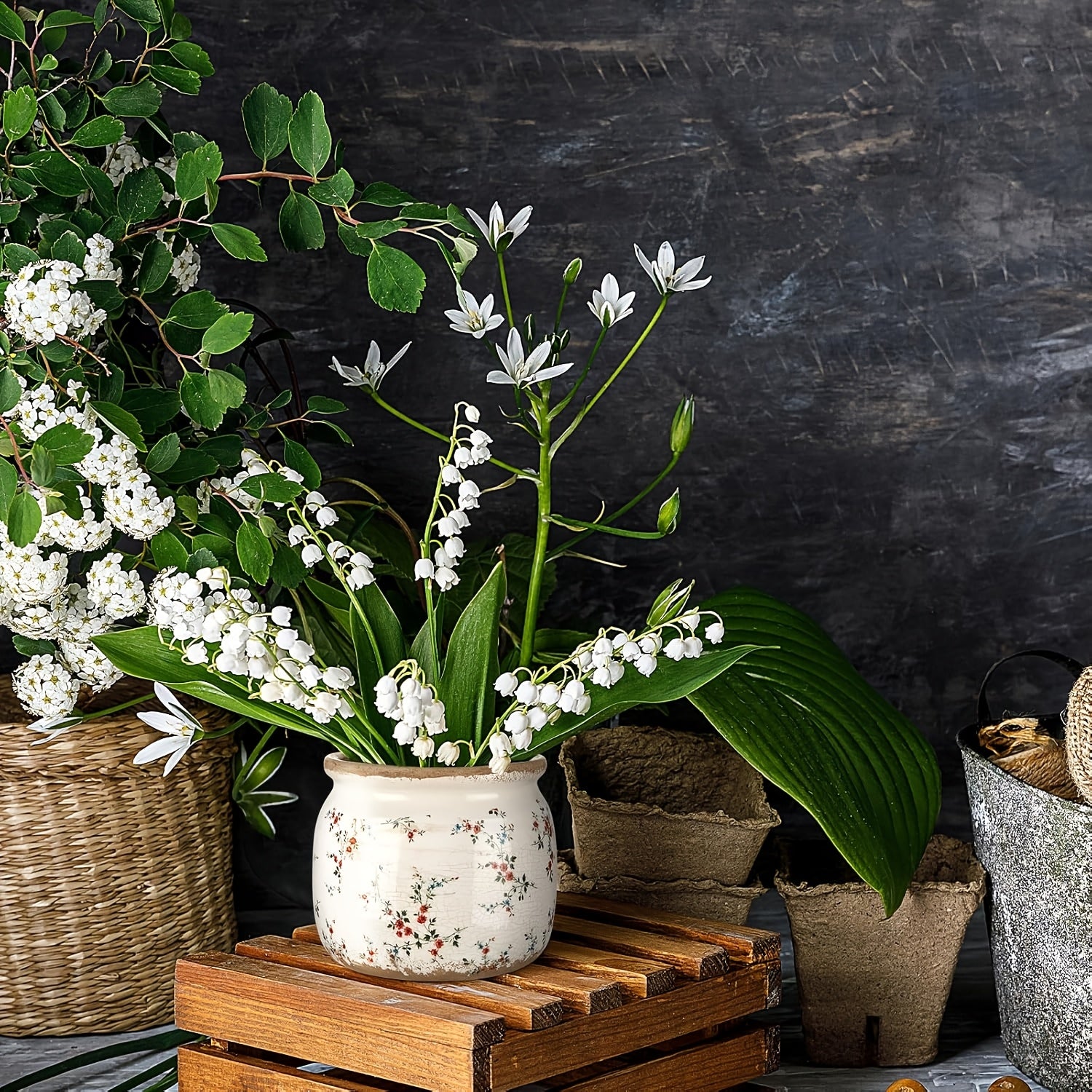 Space-Saving 2pcs Ceramic Flower Vase – tabletop floral display and modern home decor, Ninehaoou 2pcs Large Ceramic Suitable for Indoor Outdoor Use Vintage Beige Red, designed for American homes and practical gifting