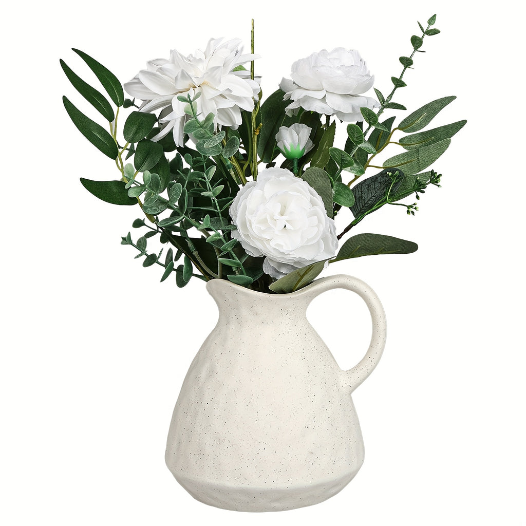 Smart Ceramic Flower Vase – tabletop floral display and modern home decor, TOMNK Ceramic Vase Ceramic Pitcher Vase for Flowers Farmhouse Vase for Table, designed for American homes and practical gifting