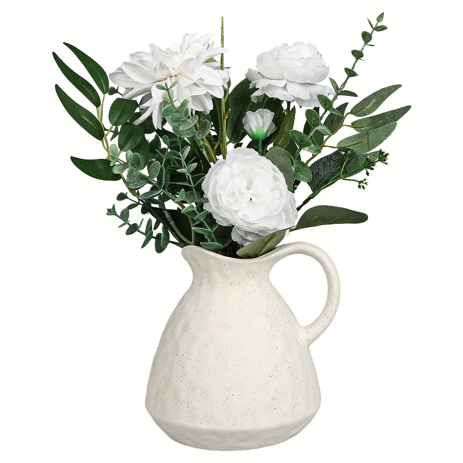 Smart Ceramic Flower Vase – tabletop floral display and modern home decor, TOMNK Ceramic Vase Ceramic Pitcher Vase for Flowers Farmhouse Vase for Table, designed for American homes and practical gifting