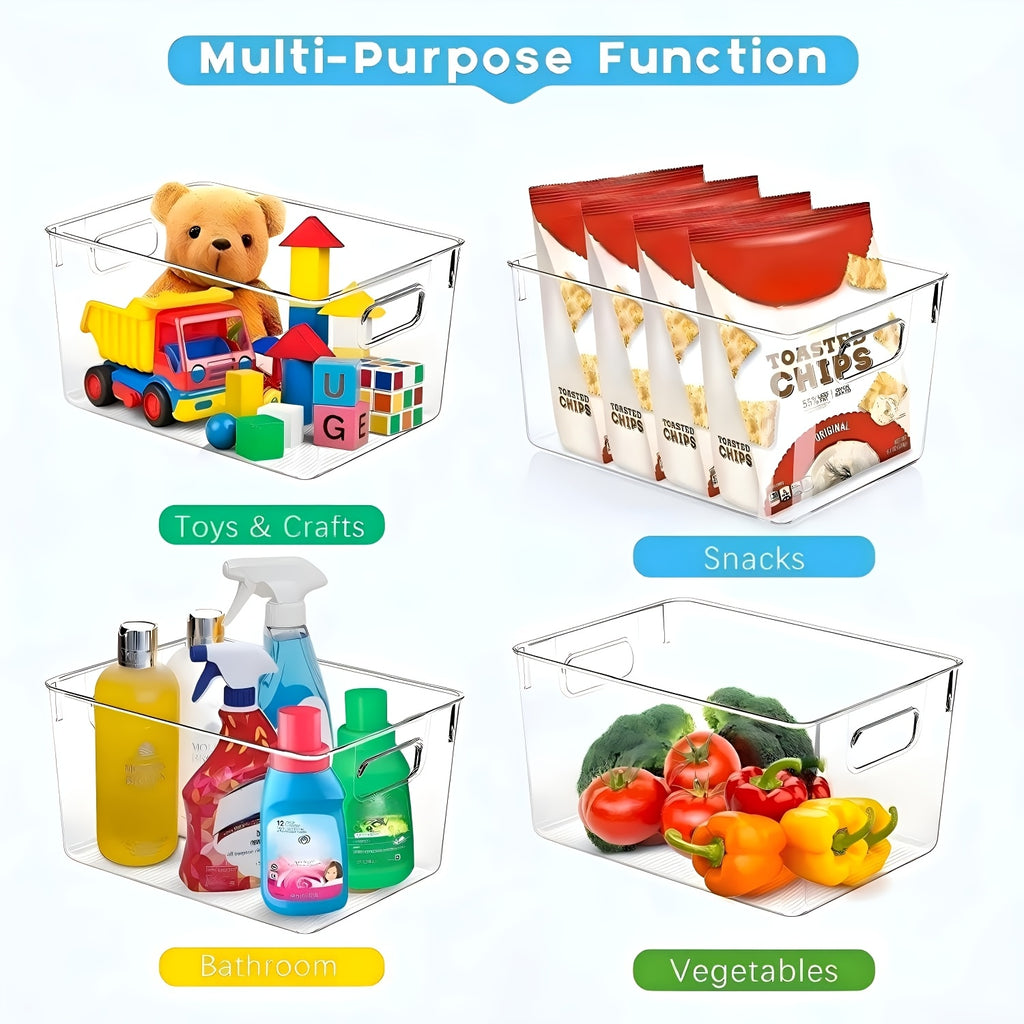 Modern Clear Stackable Storage Bins – portable space-saving storage, 8 Clear Storage Bins Set of 8 Clear Plastic Storage Bins 4 Large And, designed for American homes, daily convenience and practical gifting