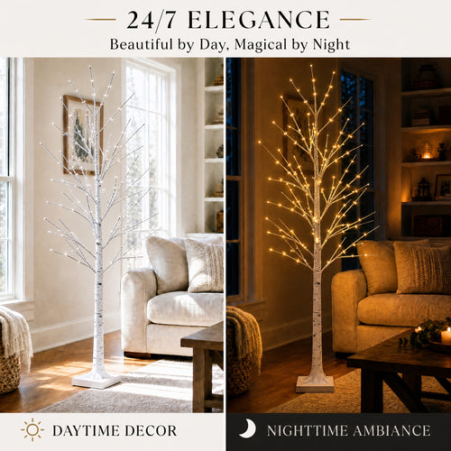 Ambient Home Decor – 5-foot LED Birch Tree Light, Artificial Tree, Equipped with 78 Warm White LED Lights, Dimmable, Timer, USB Power Supply, Indoor And Outdoor Home Decoration, Outdoor Floo