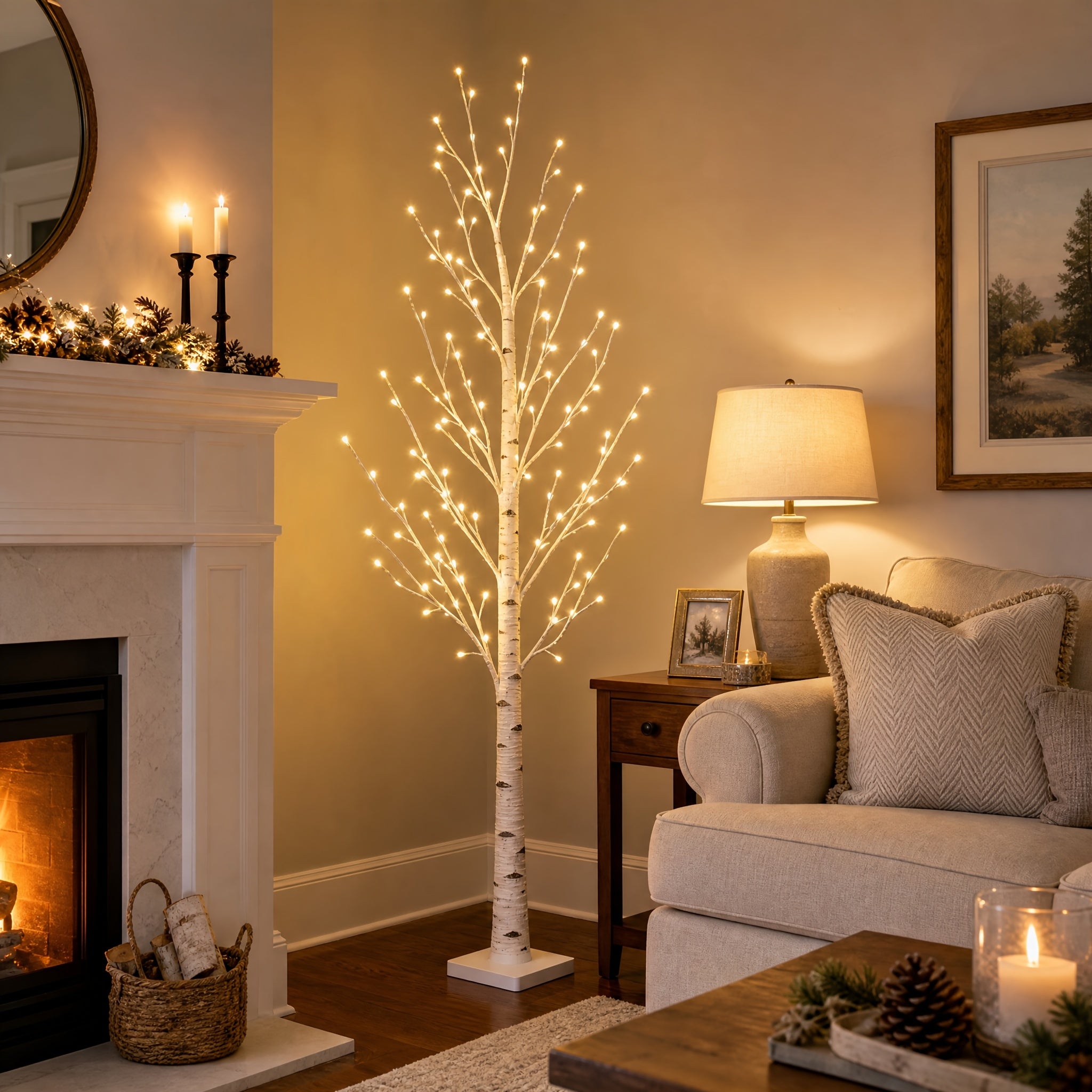 Ambient Home Decor – 5-foot LED Birch Tree Light, Artificial Tree, Equipped with 78 Warm White LED Lights, Dimmable, Timer, USB Power Supply, Indoor And Outdoor Home Decoration, Outdoor Floo