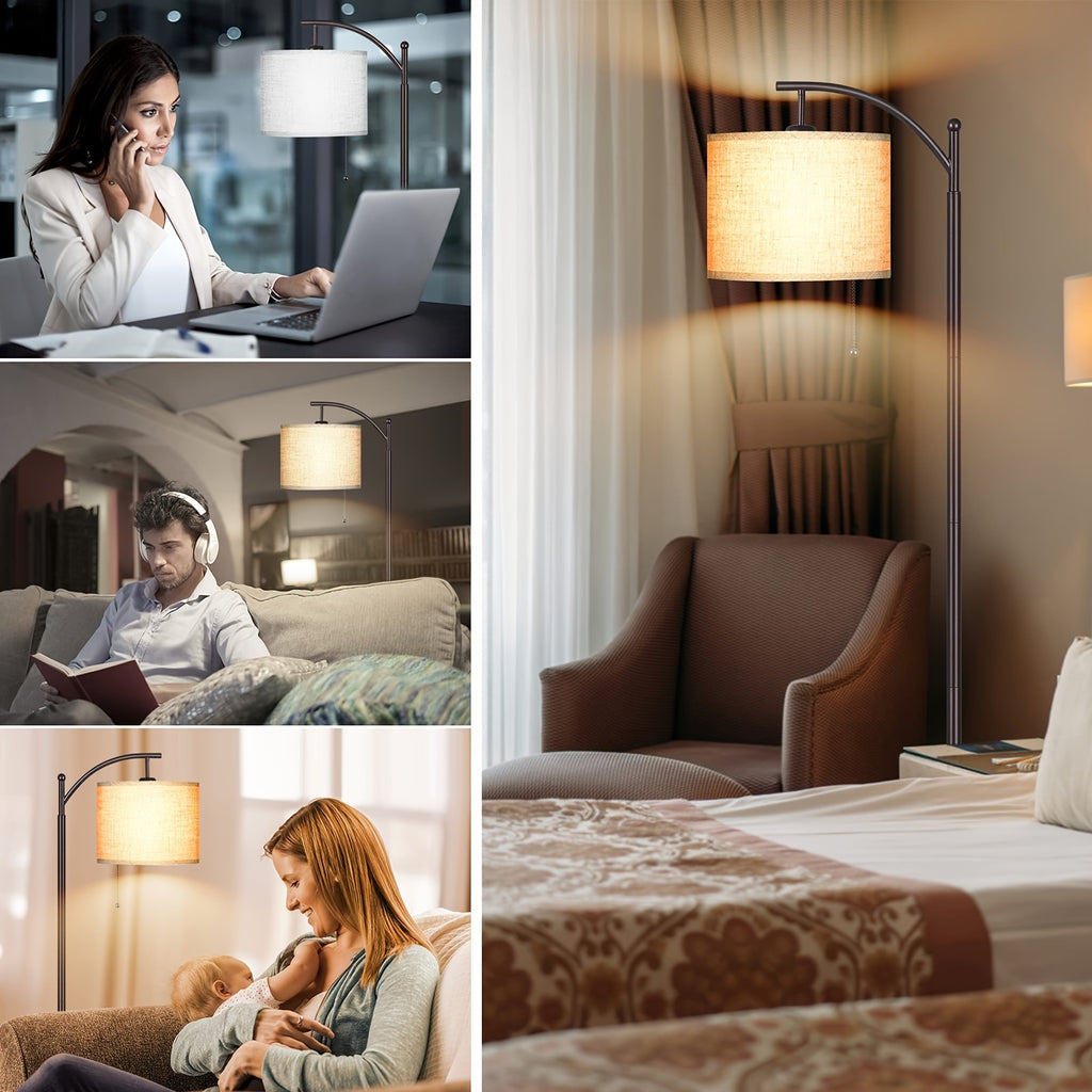 Space-Saving Decorative Home Lighting – warm functional room lighting, Modern Arc Floor Lamp for Living Room Bedroom Office Bright Lighting And Soft White, designed for American homes, daily convenience and practical gifting