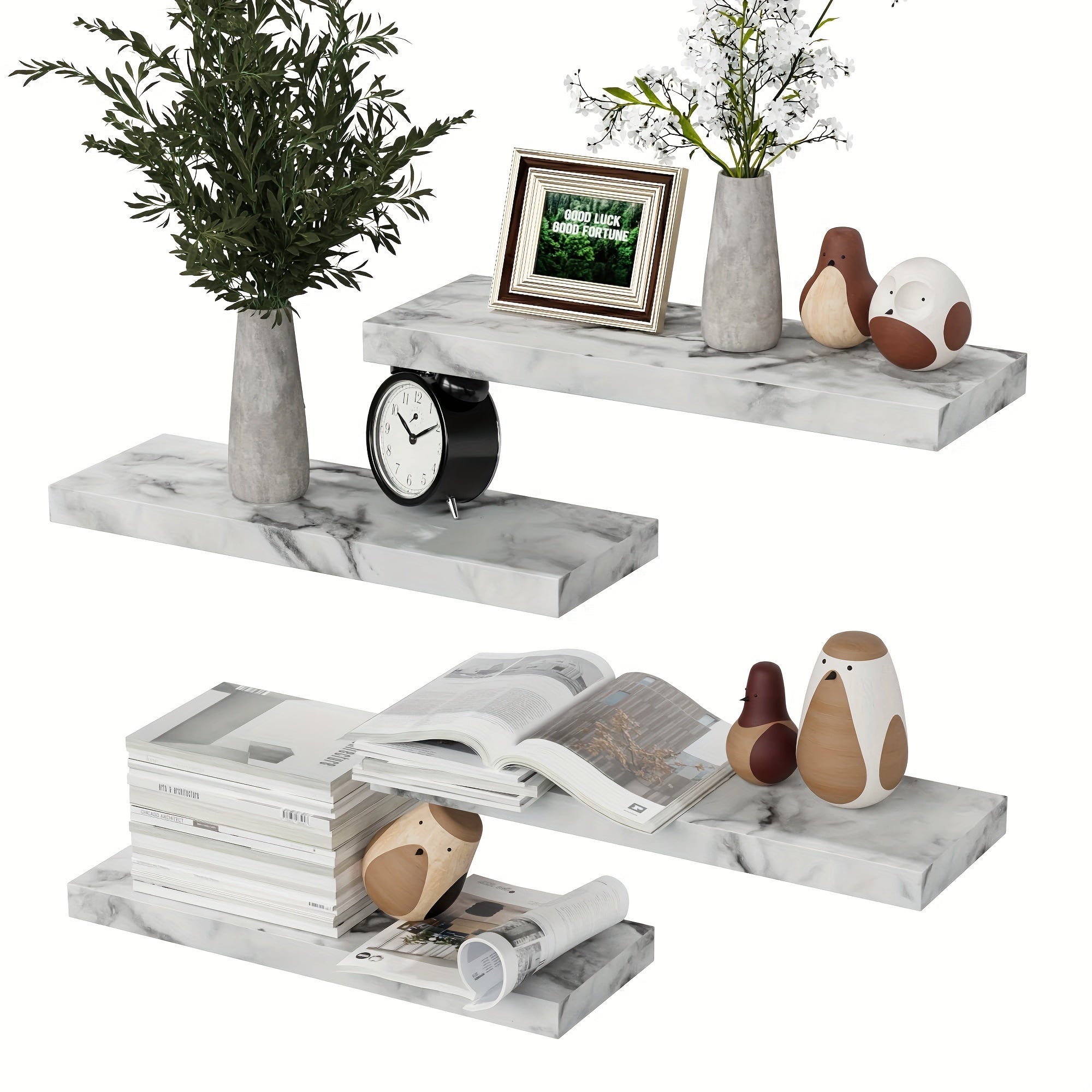 Home Living Essential – Wall Mounted Floating Shelves 4 Sets Modern Wall Shelves for Bedroom with