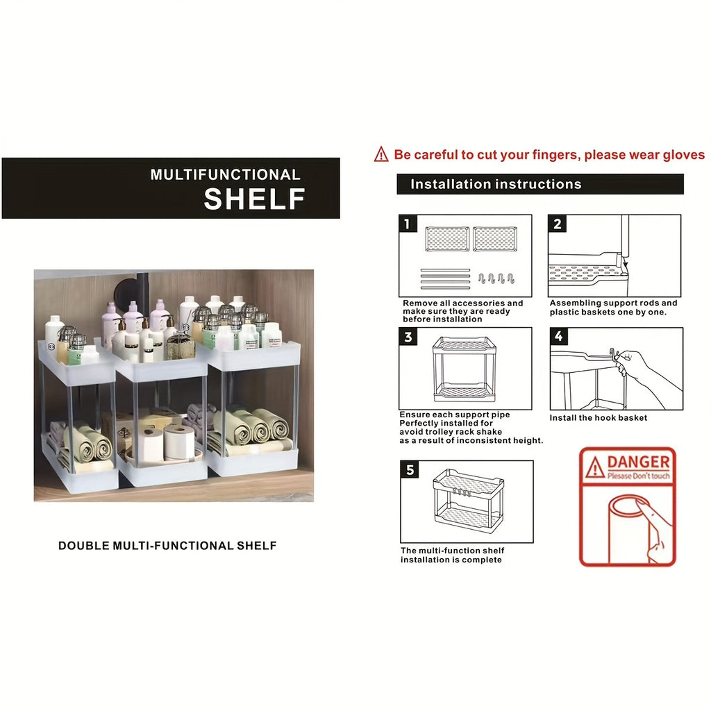 3pcs Under Bathroom Sink Organizers and Storage, Bathroom Counter Organizer, Bathroom Cosmetics Storage Rack, Bathroom Cosmetics Storage Rack, Suitable for kitchens and bathrooms, large, medium and small sizes