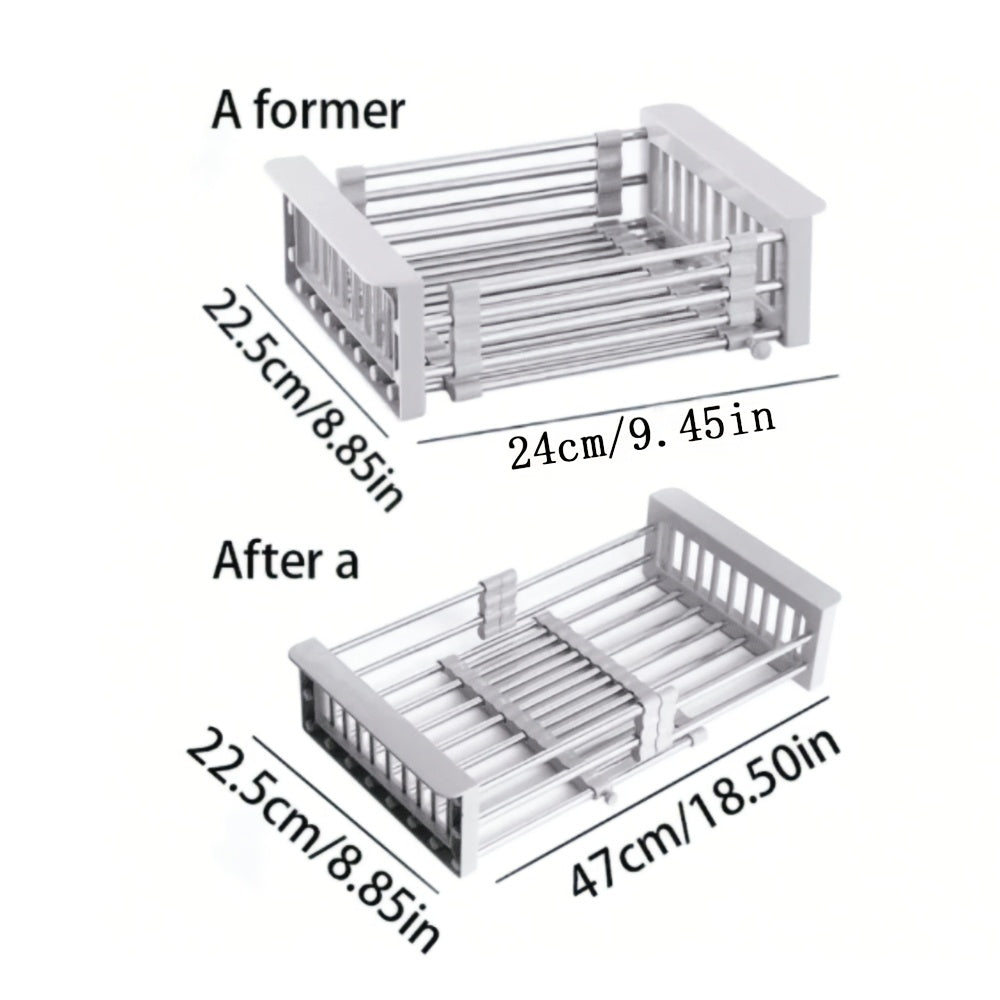 Easy-Access Adjustable Home Storage Rack – durable multi-purpose storage, 304 Stainless Steel Adjustable Sink Storage Rack - Extended Dish Rack with Drainless Design, designed for American homes, daily convenience and practical gifting