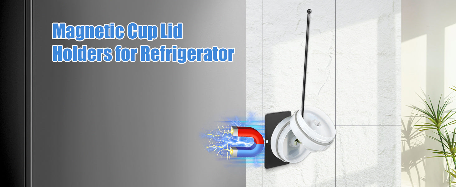 Kitchen Essential – 4-Pack Magnetic Cup Holder for Refrigerator, Magnetic Tumbler Lid Organizer for 20Oz 30Oz 40Oz Cups, Water Bottle Holder Rack with 7 Hooks for Kitchen Fridge Cabinets (Bl