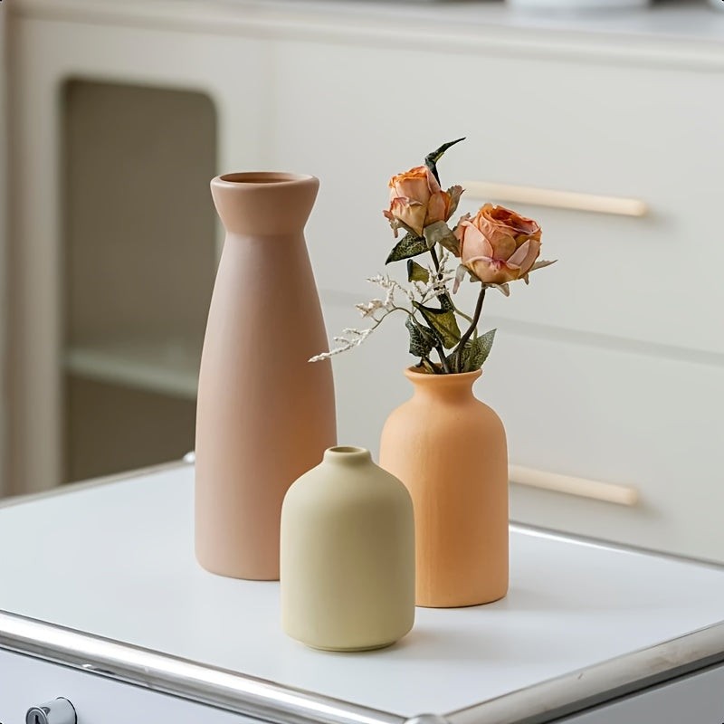 Versatile 3pcs Ceramic Flower Vase – stylish tabletop accent, versatile floral display, designed for American kitchens, pantries, apartments, home organization, daily use and practical gifting
