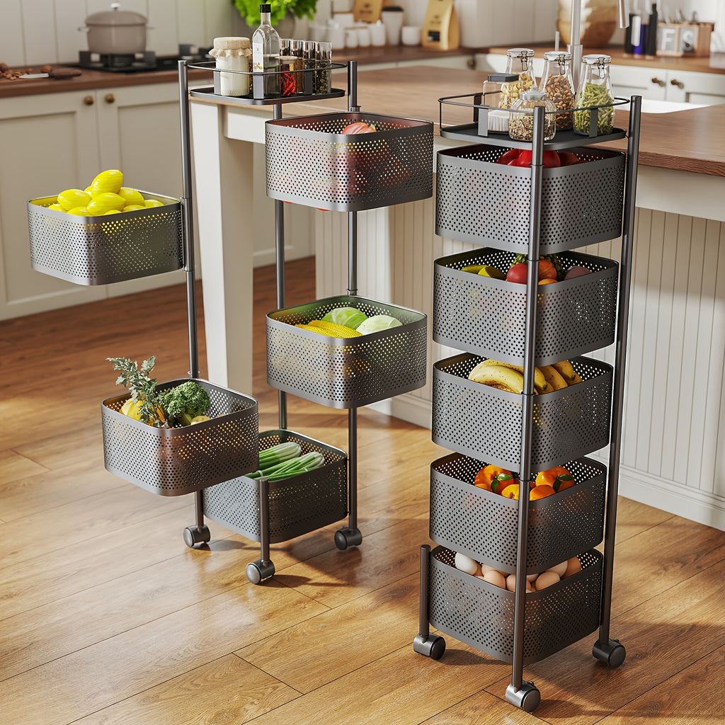 Compact 5 Tier Adjustable Home Storage Rack – durable multi-purpose storage, Rotating Kitchen Storage Shelf 5 Tier Metal Fruit Vegetable Storage Basket Multi-Layer Vegetable Rack, designed for American homes, daily convenience and practical gifting