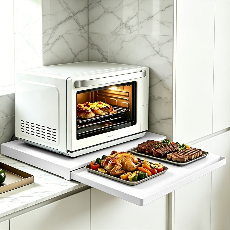 1 Set Of Kitchen Microwave Bottom Pull-out Storage Rack, Microwave Bracket, Adjustable Telescopic Rack, Kitchen Microwave Rack with Storage, Microwave Rack, Detachable Countertop, Easy to Install, Suitable for Kitchen Cooking And Baking
