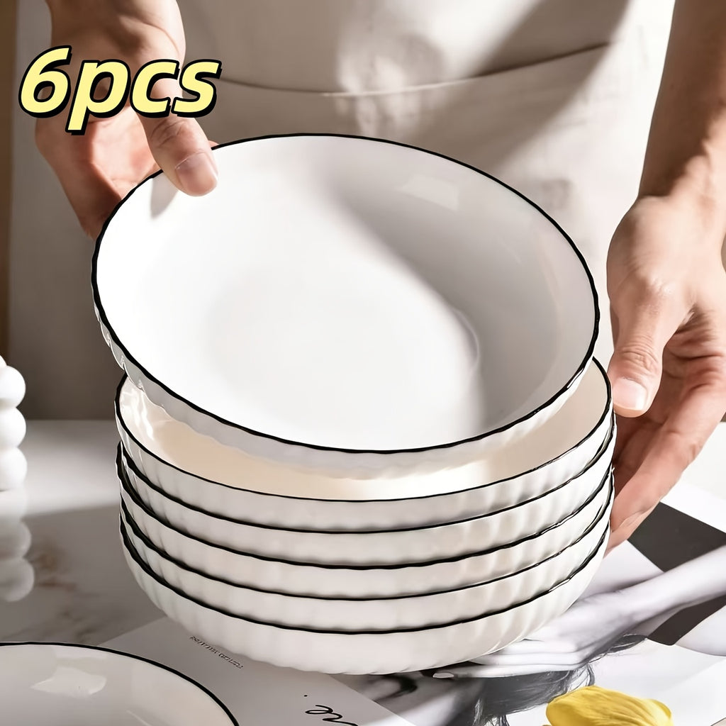 Modern 6pcs Kitchen Cookware Set – versatile meal preparation, 6pcs 7-Inch Round Ceramic Plates Suitable for Pasta Salad Sushi Desserts - Elegant White, designed for American homes, daily convenience and practical gifting