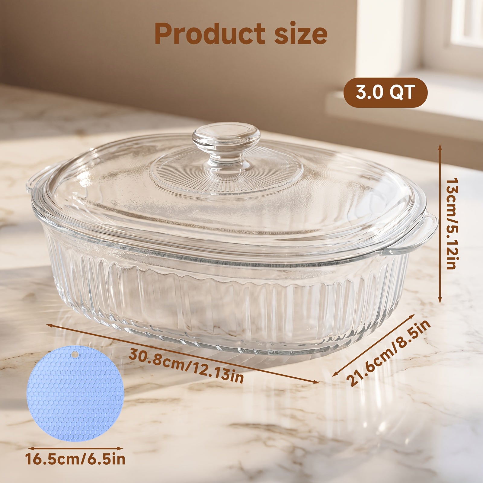 Borosilicate Glass Baking Dish with Lid | Microwave/Oven/Fridge Safe, Multi-Functional for Baking, Meal Prep, Grilled Fish, Serving of Food, Fruit, Salad - Oval Shape, Brand: LOVEWE