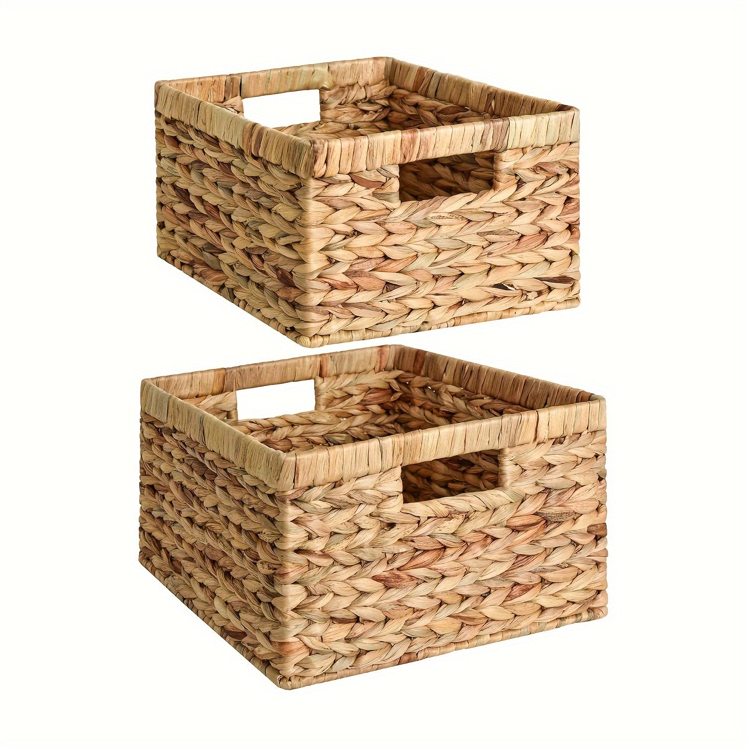 Storage Bins – Storage Baskets Square Wicker Baskets With Built-in Handles Hand-Woven Baskets
