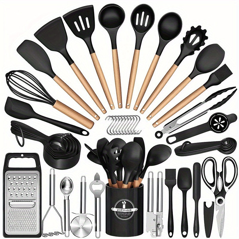 Modern 37/44pcs Kitchen Cookware Set – versatile meal preparation, 37 44pcs Complete Silicone Kitchen Cooking Utensil Set Ultra Cost-Effective All-In-One Kitchen Gadgets High, designed for American homes, daily convenience and practical gifting