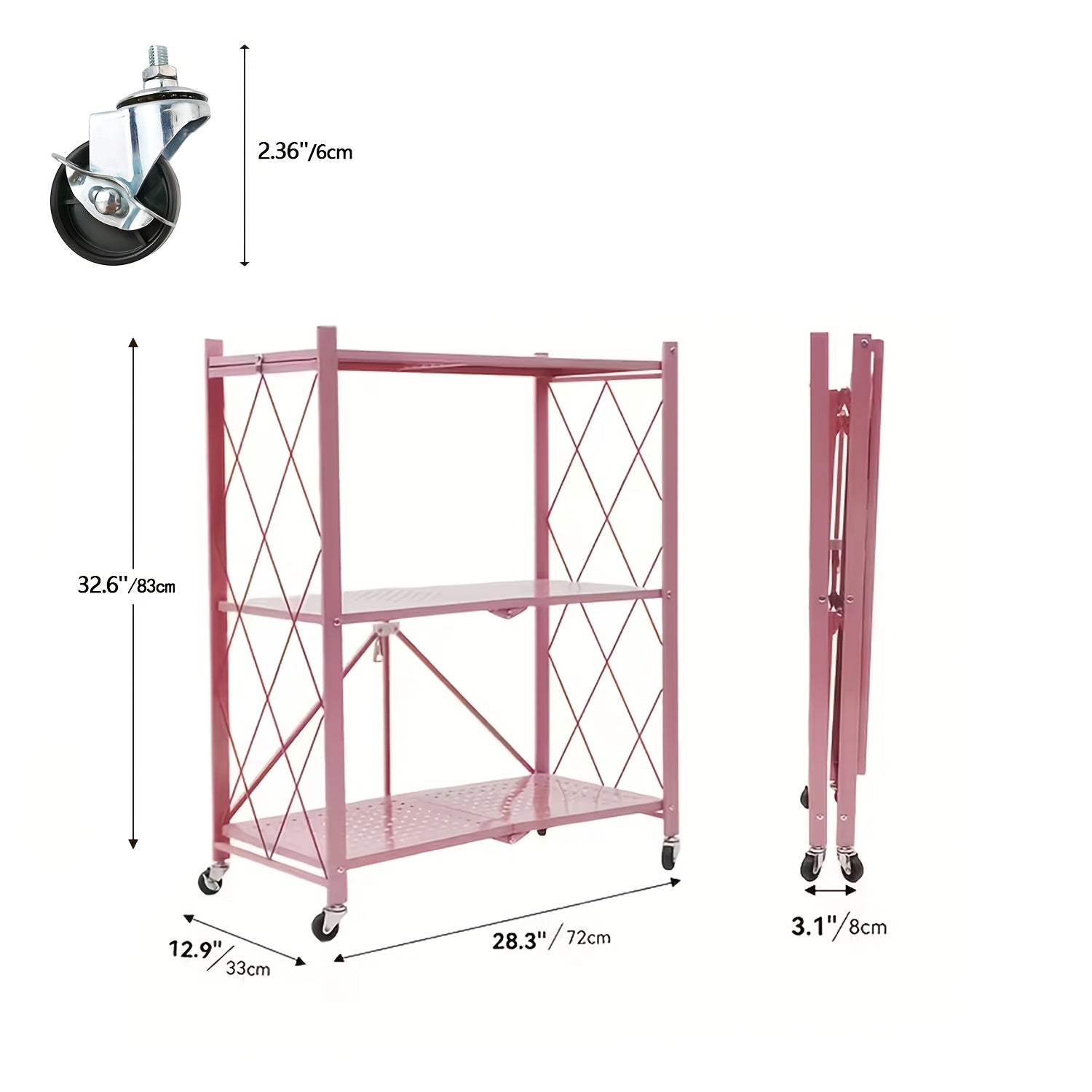 Storage Rack – 5 4 3-Tier Heavy-Duty Folding Storage Rack With Wheels - Portable Multi-Layer