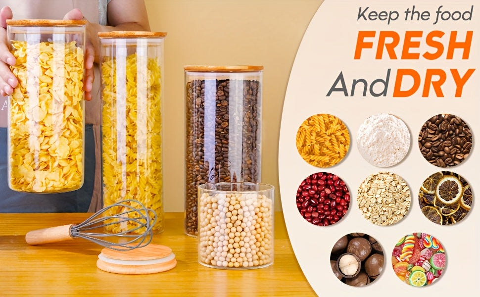 Space-Saving 3 Pack Airtight Storage Jar Set – clear reusable pantry storage, 3 Pack 45 Oz Glass Jars With Bamboo Lids Airtight Pantry Storage Containers For, designed for American homes, daily convenience and practical gifting