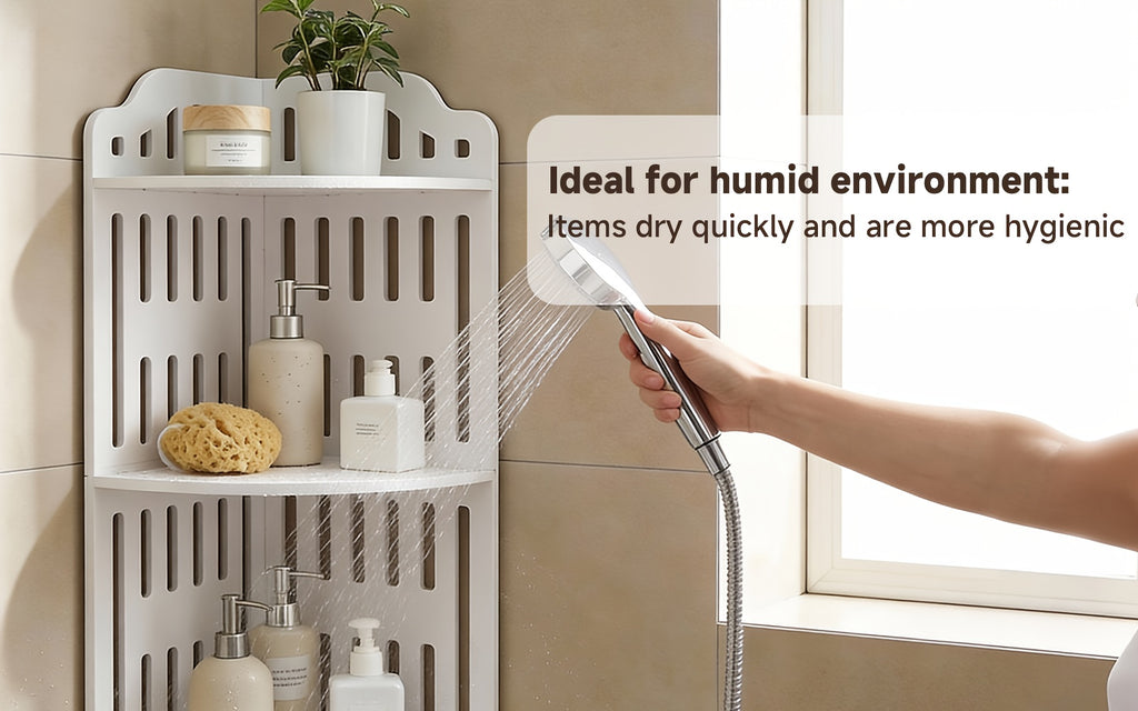 Kitchen Essential – 5-Tier Corner Storage Shelf, 43.31inch Tall Freestanding Organizer, Waterproof PVC Board Shelving Unit, Easy to Assemble, Holds Up to 30Lbs for Bathroom, Kitchen And Livi