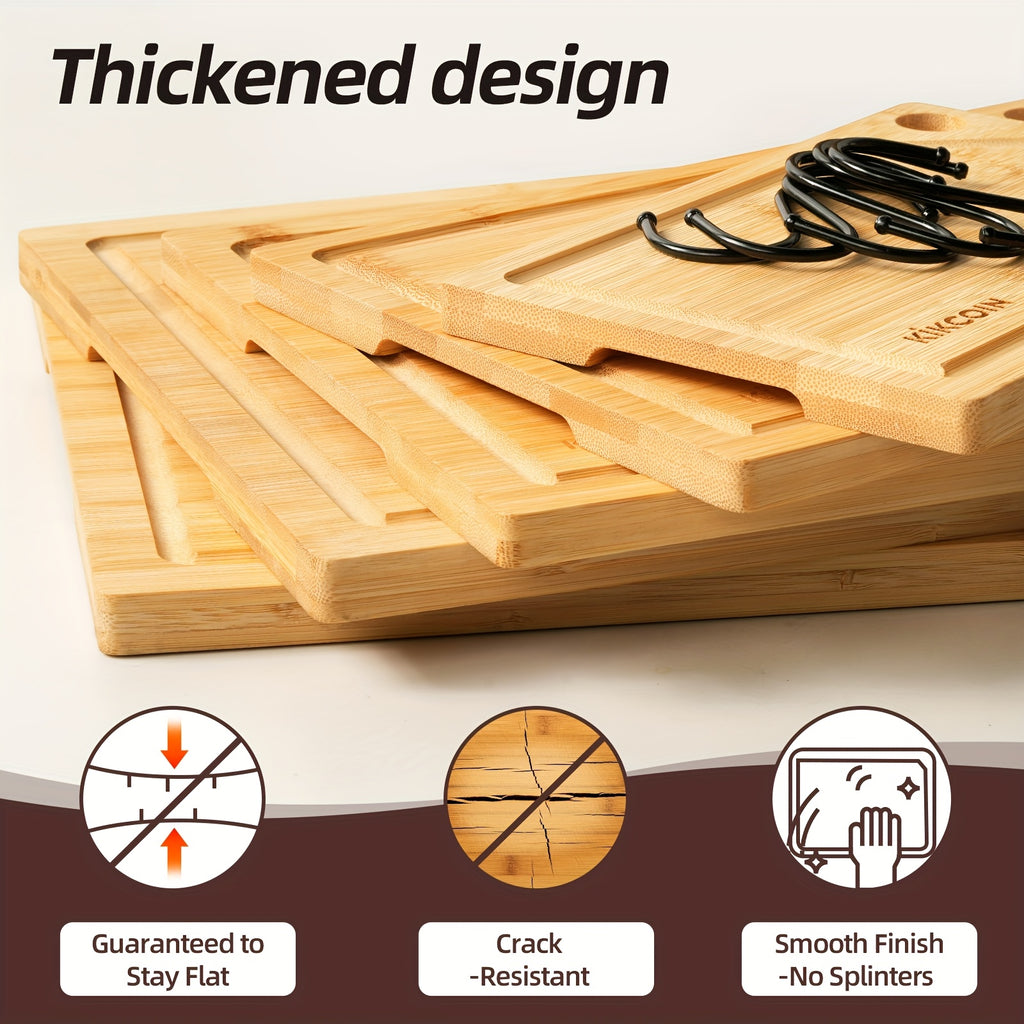 Modern 10pcs Bamboo Cutting Board Set – durable food prep and serving, 10pcs Bamboo Cutting Board Set with Hooks Trays Natural Bamboo Kitchen Gadgets Features A, designed for American homes, daily convenience and practical gifting