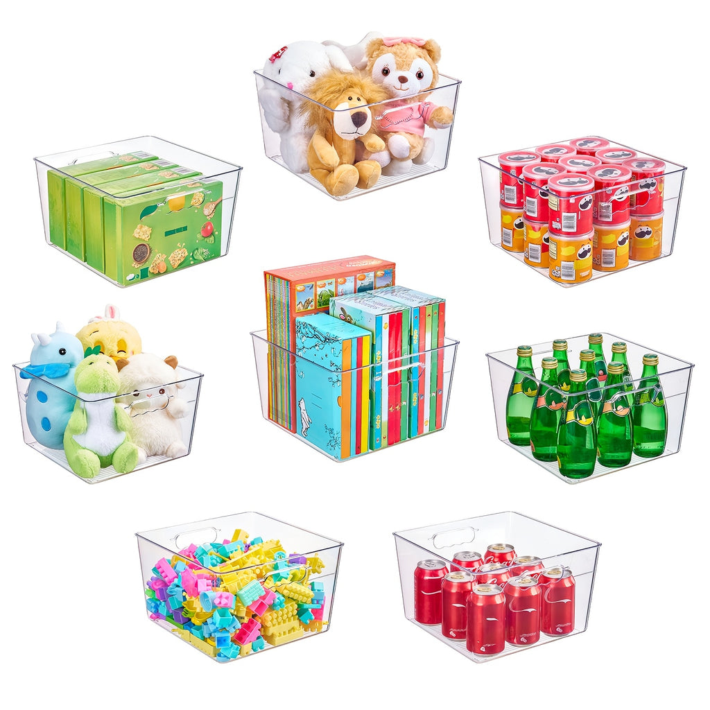 [Extra Large Storage Bins] Extra Large Clear Plastic Storage Bins, 11 Inchx11 Inch Cube Acrylic Organizer Square Containers with Handle for Pantry