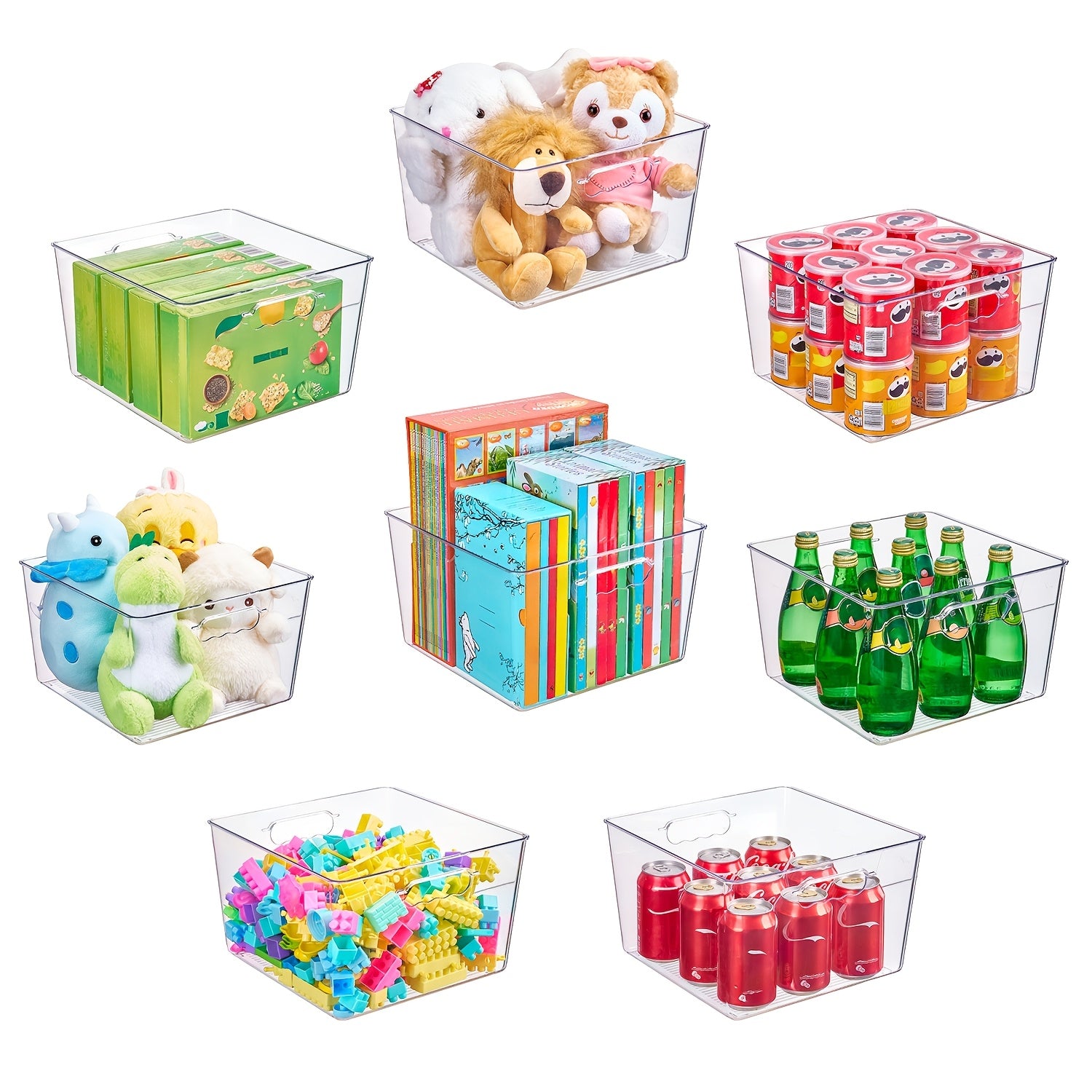 [Extra Large Storage Bins] Extra Large Clear Plastic Storage Bins, 11 Inchx11 Inch Cube Acrylic Organizer Square Containers with Handle for Pantry
