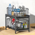 Kitchen Essential – 2-Tier Sliding Under-Sink Organizer Rack – Durable Metal Wire Storage Basket for Kitchen & Bathroom Essentials, Removable & Easy to Clean, Perfect for Utensils, Spices, T